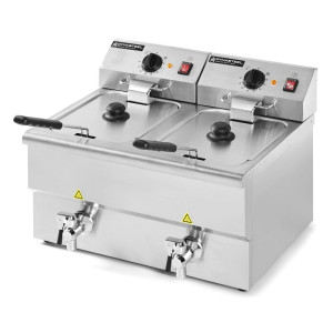 Professionelle Fritteuse 2 x 8 L mit Ablass - Dynasteel