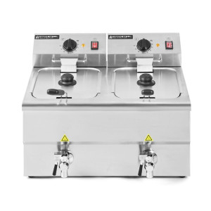 Professionelle Fritteuse 2 x 8 L mit Ablass - Dynasteel