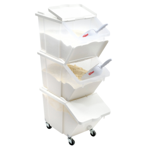 Set van 3 Ingrediëntenbakken 30L + Deksel + 4 Wielen