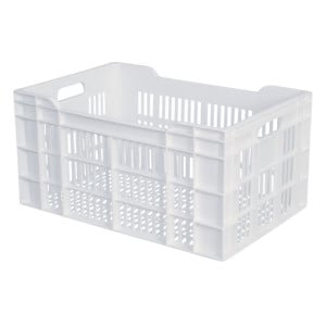 Kiste 600 X 400 Gelocht 60L Weiß - Gilac