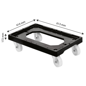 Roldrager 4 Zwenkwielen - Stalen Behuizing - Zwart