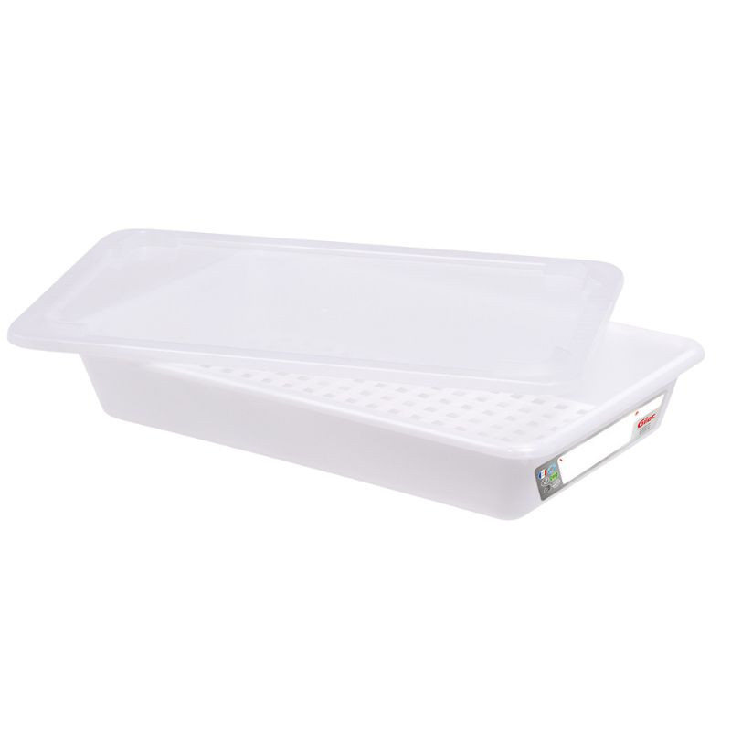 HACCP Flat Tray with Lid and Grid - 5 L - White - Gilac