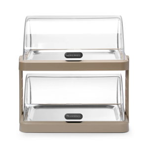 Vitrine Buffet met Schuifdeksel UNIQ - 2 Plateaus - Beige - HENDI