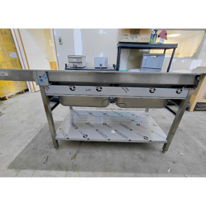 Plonge 2 Bacs avec Passage Lave-Vaisselle et Egouttoir à Droite - 2000 x 700 mm