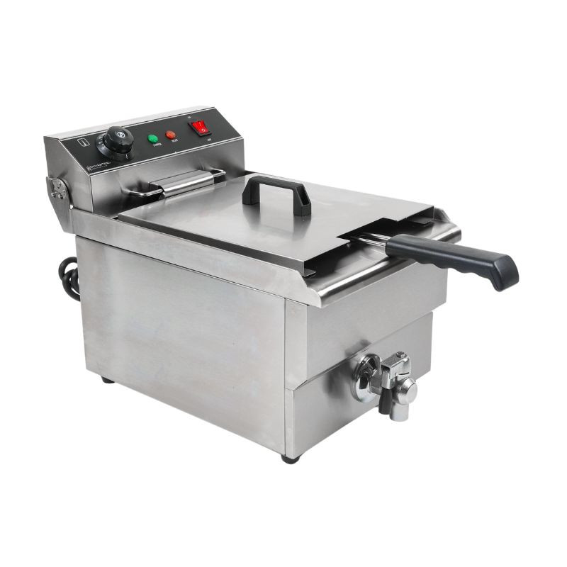 Professionelle Fritteuse 13L mit Edelstahlablauf - Dynasteel
