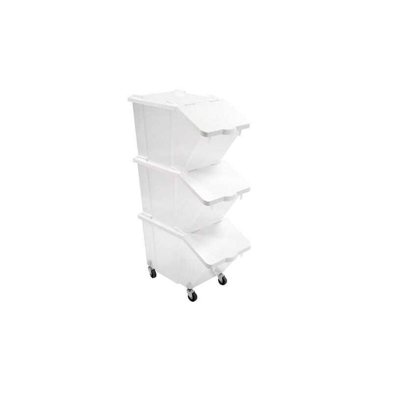 Set van 3 Ingrediëntenbakken 30L + Deksel + 4 Wielen