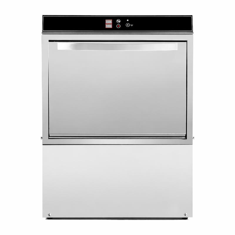 Professioneller Geschirrspüler mit Klarspüler- und Reinigungsmitteldosierer und Ablaufpumpe - 50 x 50 cm - Dynasteel