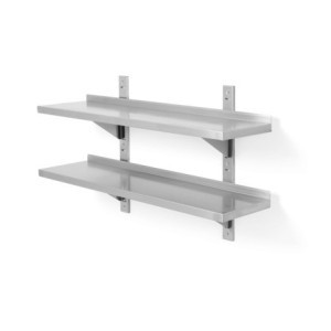 Verstelbare Wandplank 2 Niveaus met 2 Steunen - L 1000 x 300 mm - HENDI