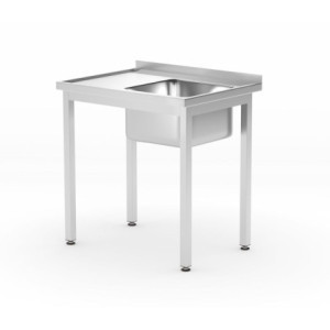Plonge 1 Bak aan de Rechterkant Profi Line met Plank - D 600 x B 800 mm - HENDI