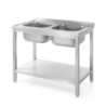 Duik 2 Bacs Profi Line met Plank - D 600 x B 1000 mm - HENDI