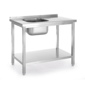 Plonge 1 Bac à Gauche Kitchen Line avec Étagère - P 600 x L 800 mm - HENDI