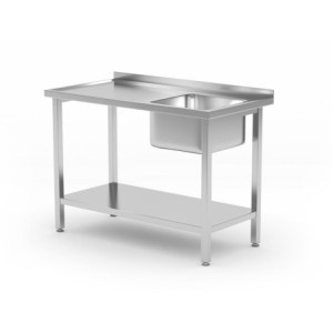 Plonge 1 Bak aan de Rechterkant Kitchen Line met Plank - D 600 x B 1000 mm - HENDI