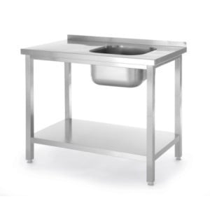 Sink 1 Basin on the Left Kitchen Line with Shelf - D 600 x W 1000 mm - HENDI