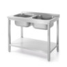 Plonge 2 Bacs Kitchen Line with Shelf - D 600 x W 1000 mm - HENDI
