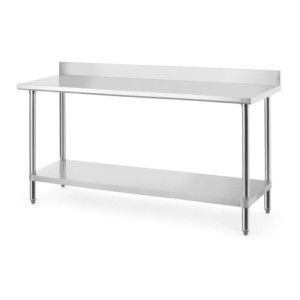 Arbeitstisch mit Aufkantung und Regal - L 1800 mm - HENDI