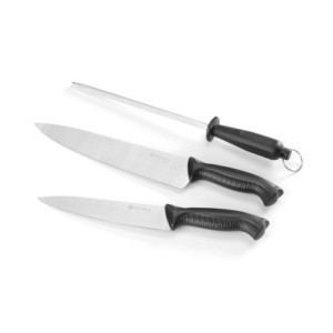 Set 3 Stukken - Messen en Slijpstaaf - HENDI
