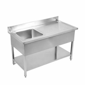 Plonge 1 Bak met Achterwand en Plank - L 1000 x D 700 mm - Dynasteel