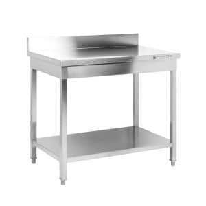 Inox tafel 1400x700 mm Achterwand en Onderste Plank