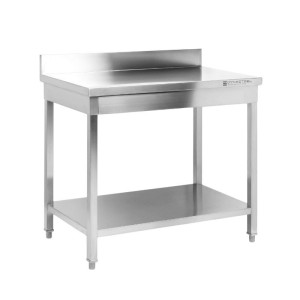 Edelstahltisch 1600x600 mm Rückwand und Unterregal