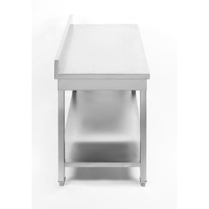 Edelstahltisch 1600x600 mm Rückwand und Unterregal