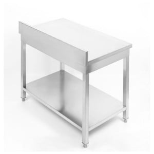 Tafel Inox 1600x600 mm Achterwand en Lage Plank