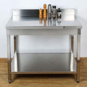Edelstahltisch 1600x600 mm Rückwand und Unterregal
