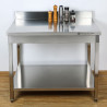 Edelstahltisch 1600x600 mm Rückwand und Unterregal