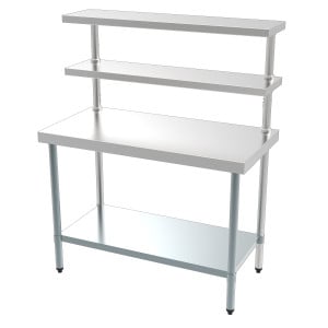Edelstahltisch mit unterem Regal und 2 oberen Regalen – 1800 x 600 mm - CombiSteel