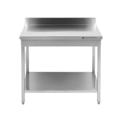 Edelstahltisch 1400x700 mm Rückwand und Unterregal