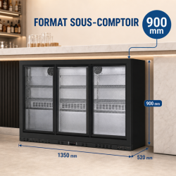 Rückkühlschrank 320 L 3 Schiebetüren aus Glas