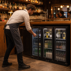 Arrière-Bar Réfrigéré 328 L 3 Portes Vitrées Noir