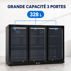 Arrière-Bar Réfrigéré 328 L 3 Portes Vitrées Noir