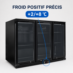 Arrière-Bar Réfrigéré 328 L 3 Portes Vitrées Noir