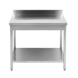 Edelstahltisch 1400x700 mm Rückwand und Unterregal