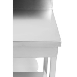 Edelstahltisch 1400x700 mm Rückwand und Unterregal