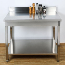 Edelstahltisch 1400x700 mm Rückwand und Unterregal