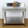 Edelstahltisch 1400x700 mm Rückwand und Unterregal
