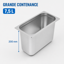 Gastro GN 1/3 Stainless Steel Tray 200 mm - 7.5 L | Dynasteel