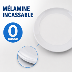 Runder Melaminteller Ø 17,7 cm Weiß - Set von 10