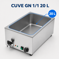 Bain-Marie Pro GN 1/1 20 L 1200 W Inox met Aftap