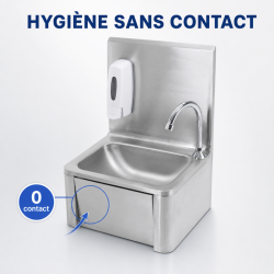 RVS Handenwasser met Kniebediening met Achterwand en Zeep