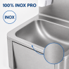 Stainless Steel Hand Wash with Knee Operated Control, Backsplash, and Soap