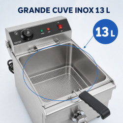 Professionele Friteuse 13 L 3000 W met Aftap - Inox