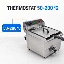 Professionele Friteuse 13 L 3000 W met Aftap - Inox