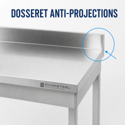 Table Inox 1000x600 mm Dosseret et Étagère Basse