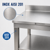 Table Inox 1000x600 mm Dosseret et Étagère Basse