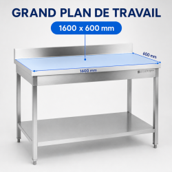 Edelstahltisch 1600x600 mm Rückwand und Unterregal
