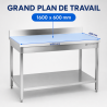 Stainless Steel Table 1600x600 mm with Backsplash and Lower Shelf
