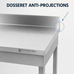 Stainless Steel Table 1600x600 mm with Backsplash and Lower Shelf