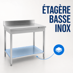 Tafel Inox 1600x600 mm Achterwand en Lage Plank
